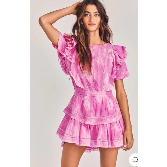 LoveShackFancy Dresses & Skirts - LoveShackFancy Natasha Dress Pink Ruffle Mini Cottagecore Romantic Size L
